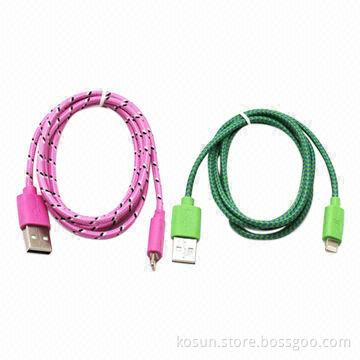 USB cable with colored braided wire